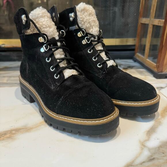 Time & Tru Women’s Black Lace Up Ankle Booties Size 9 - Picture 1 of 6